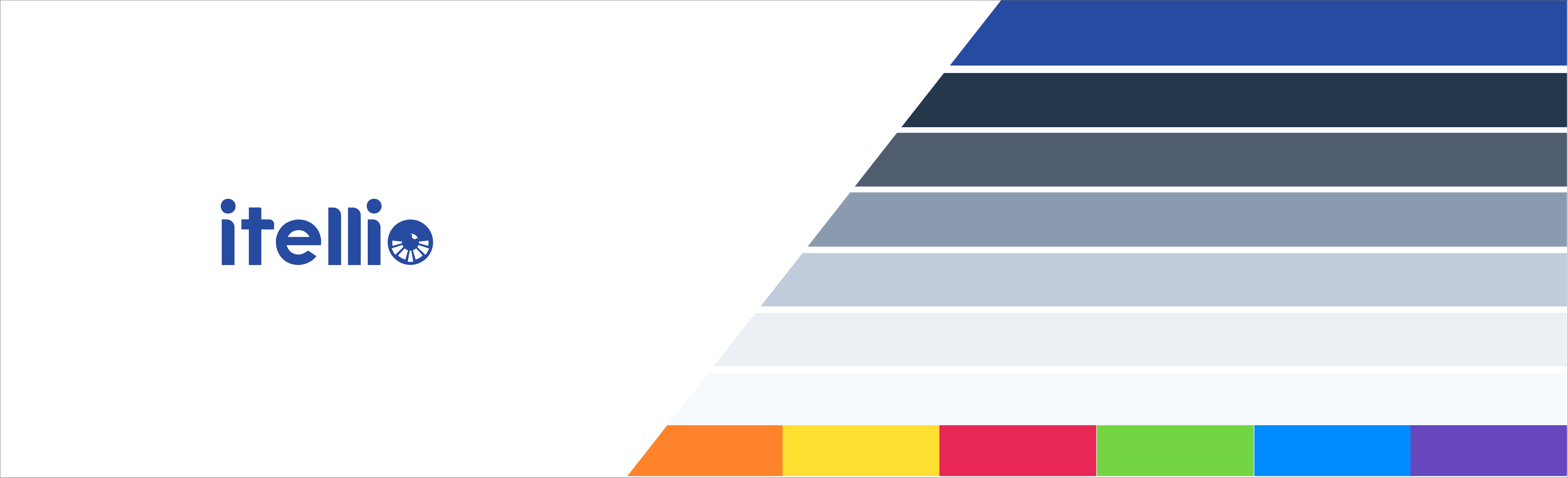 On the left: logo inspired by facial detection technology; on the right: color heirarchy