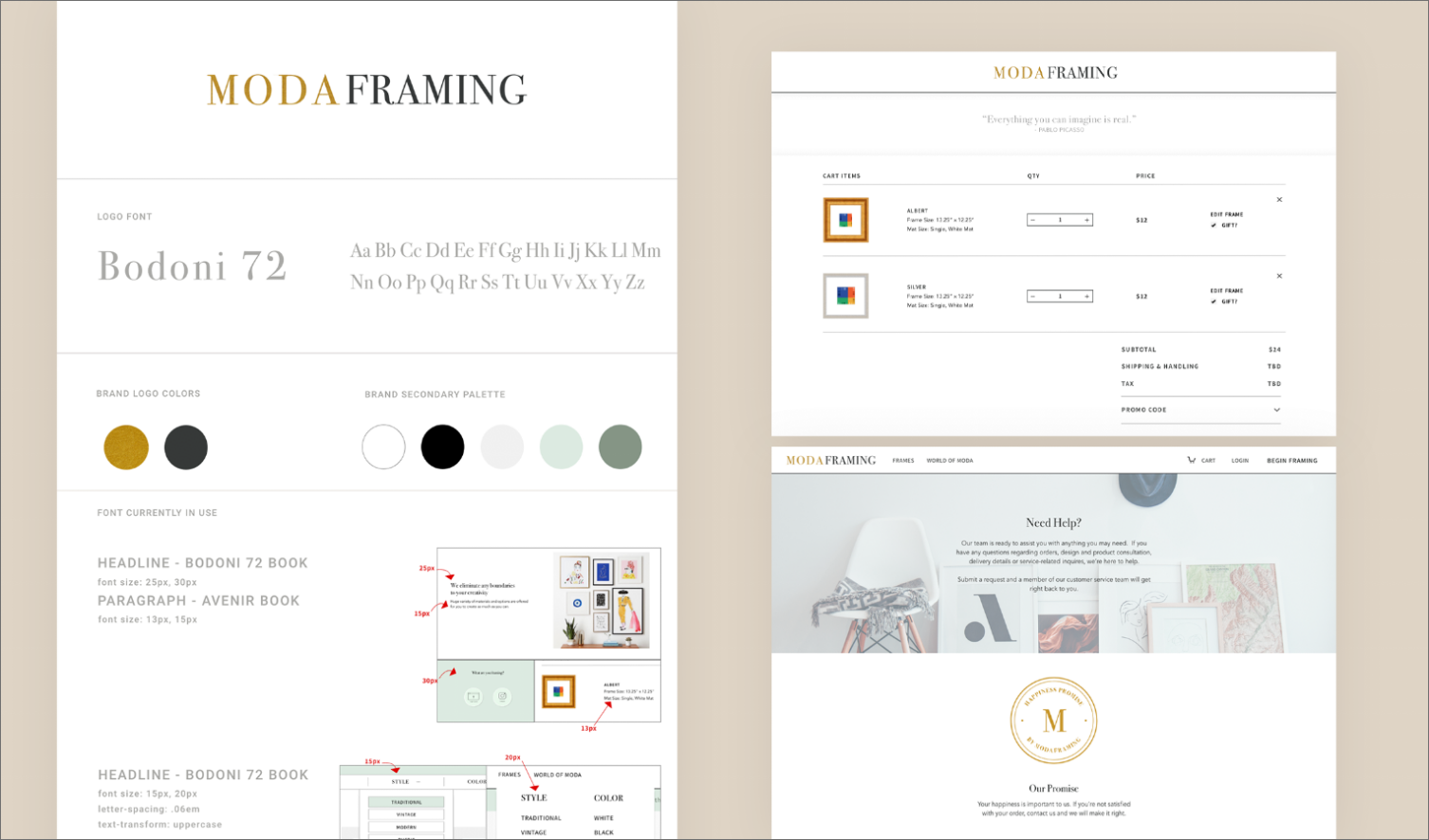 Process of documenting visual decisions and reference pages.